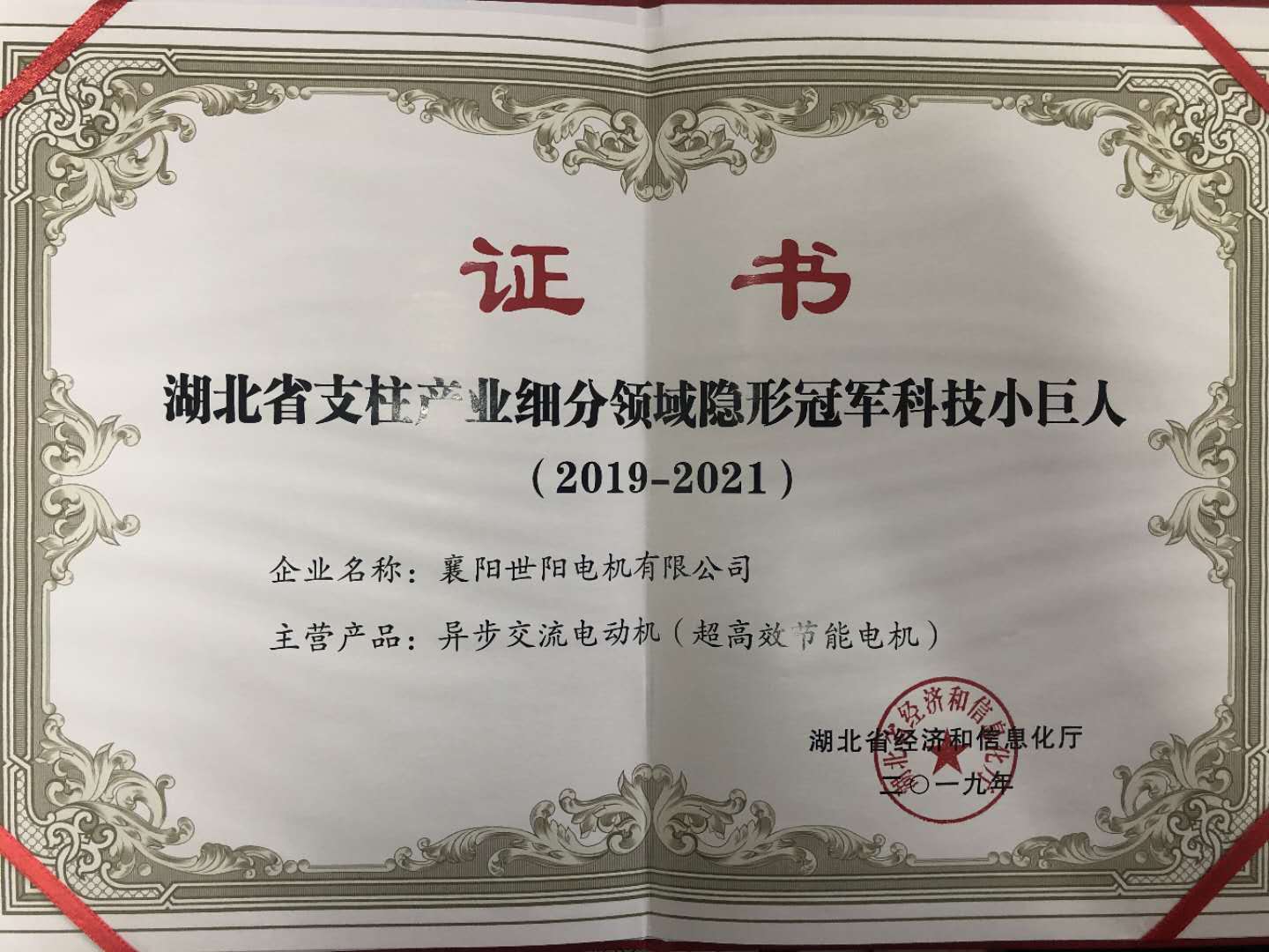 湖北省支柱產業(yè)細分領域隱形冠軍科技小巨人
